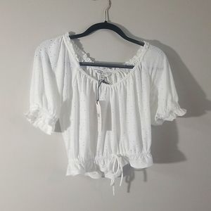 Brave Soul X-Small Broderie White Crop-Top